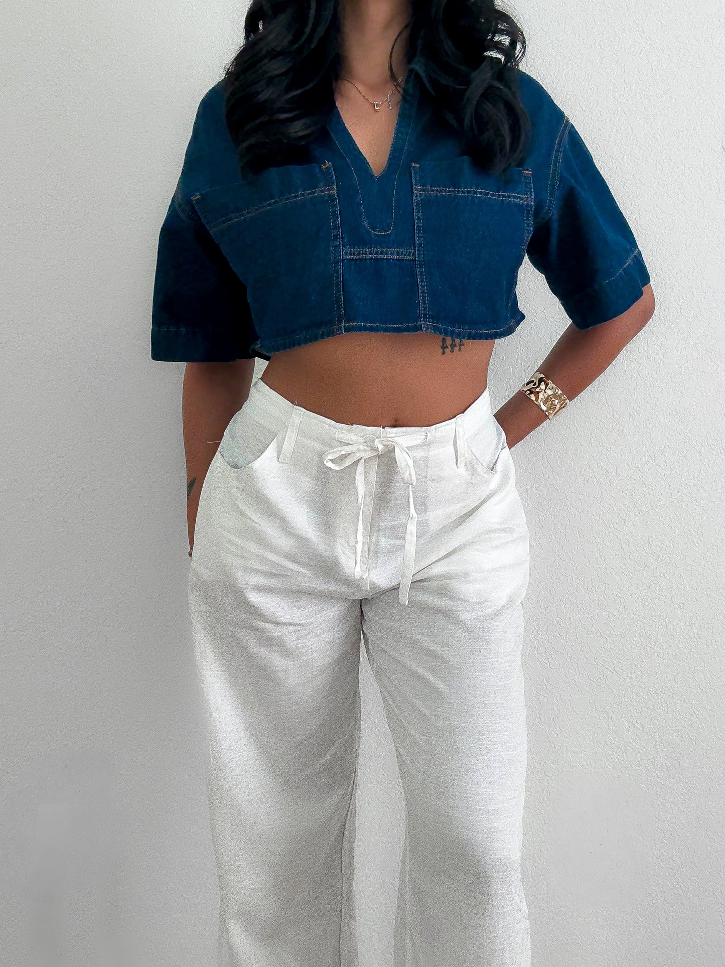 Front Tie Linen Pants