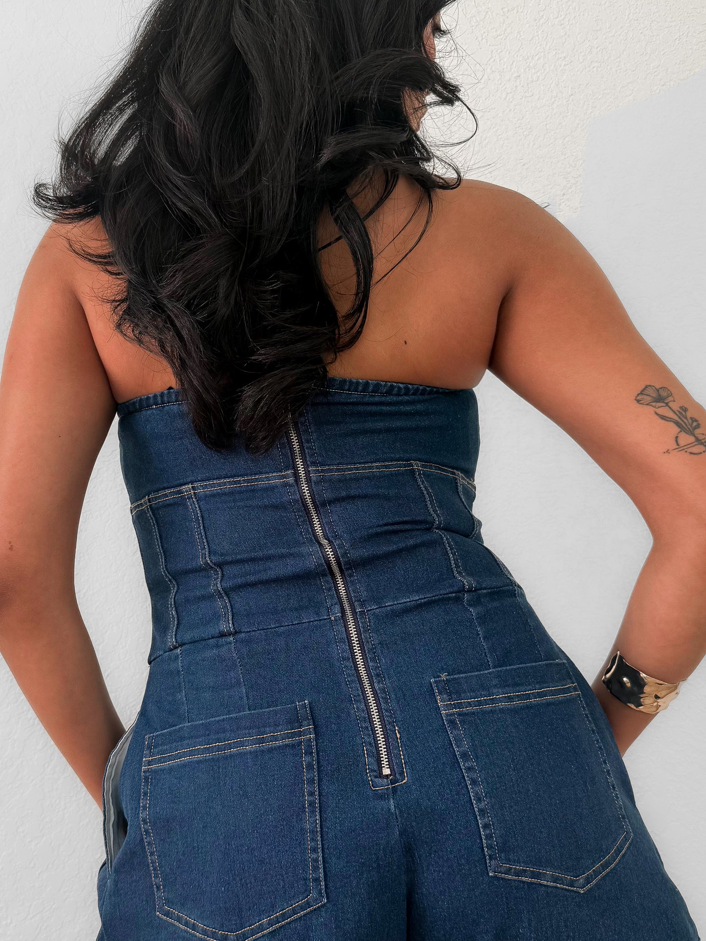 Leah Denim Romper
