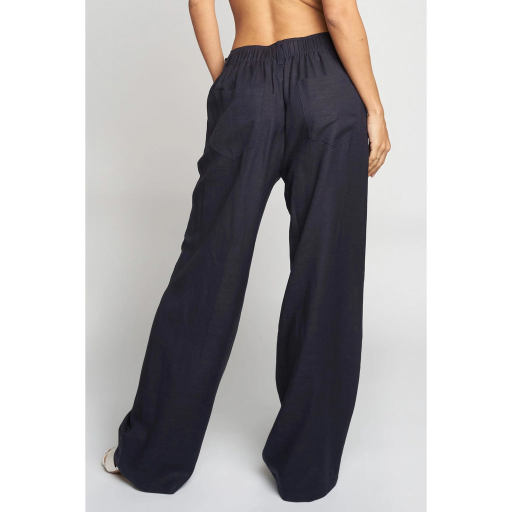 Front Tie Linen Pants - Navy