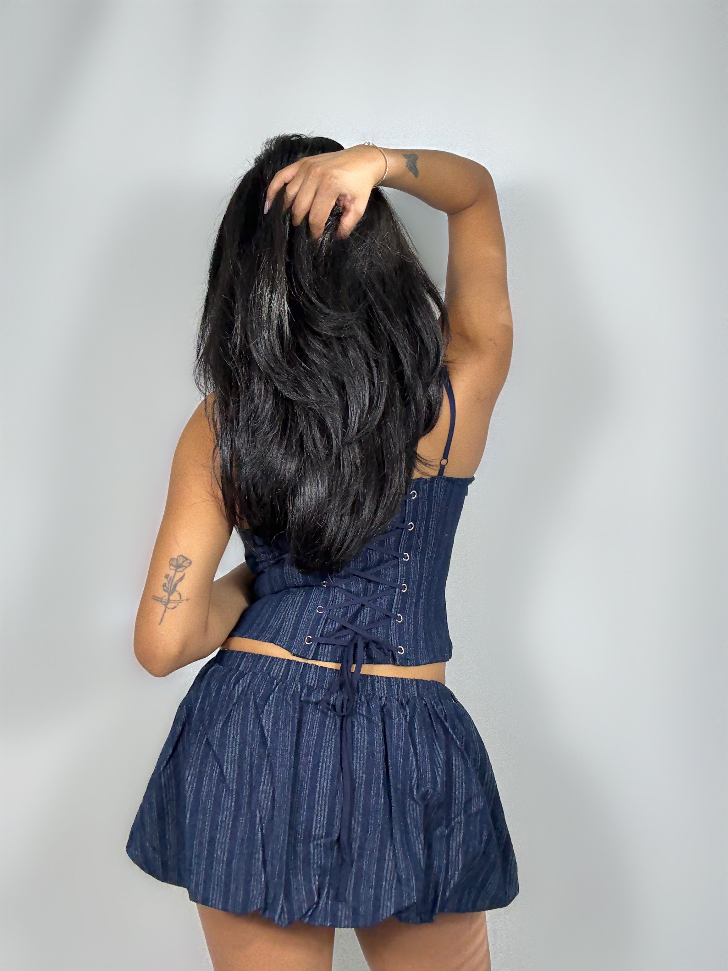 Indigo Striped Denim Set