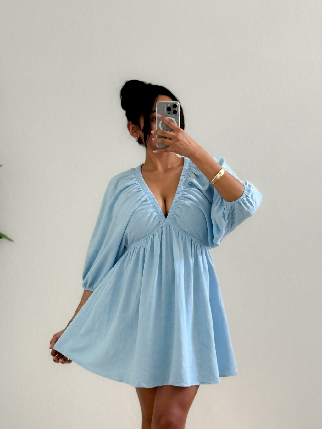 Puff Sleeve Mini Dress