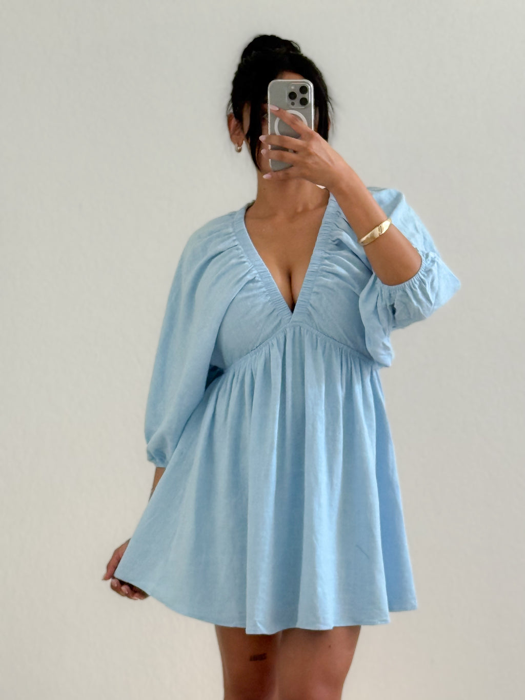 Puff Sleeve Mini Dress