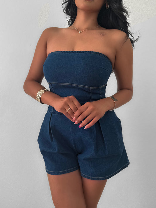 Leah Denim Romper