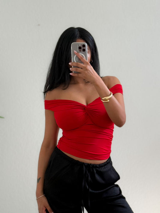 Off the Shoulder Front Tie Top